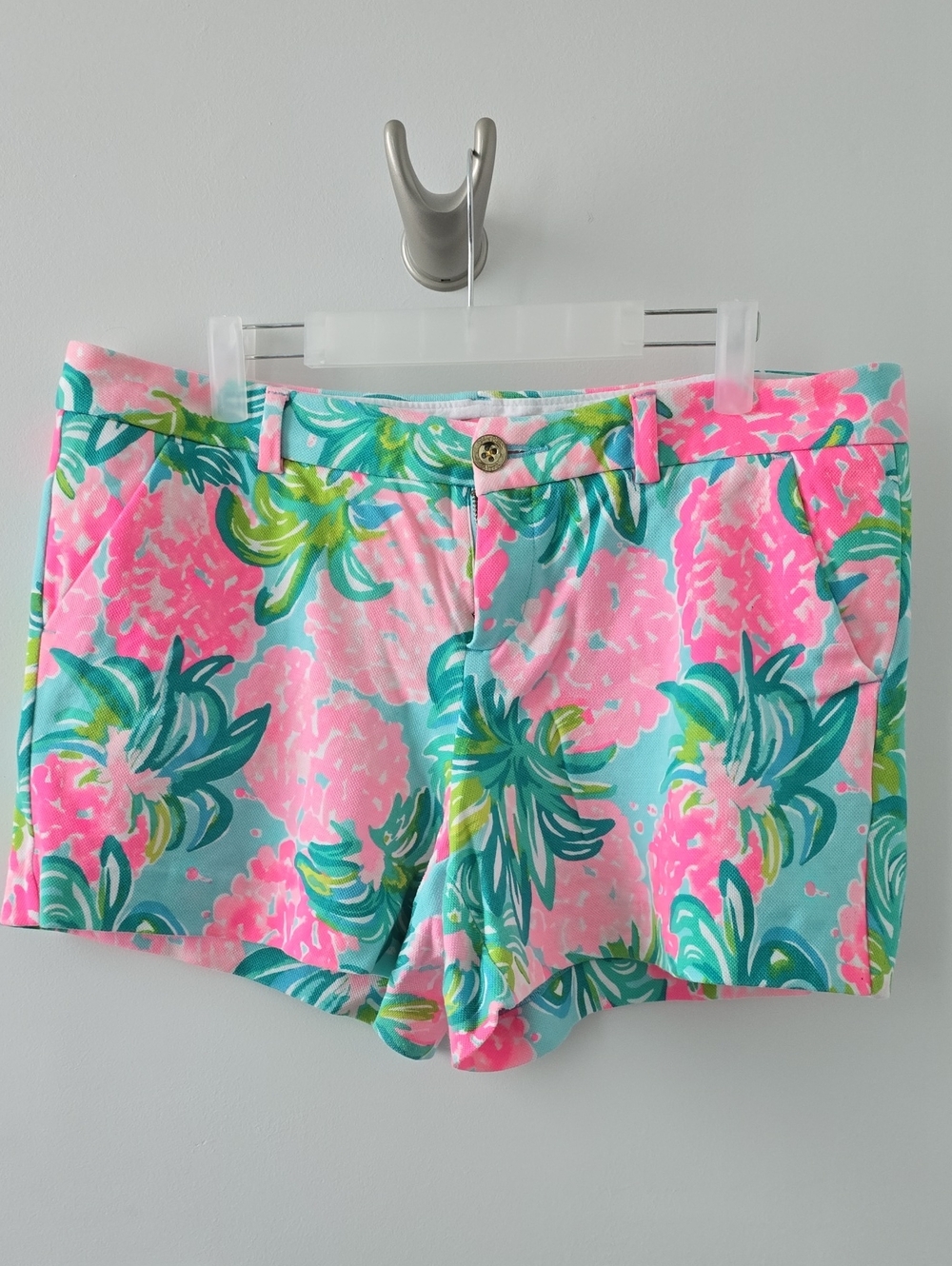 Lilly Pulitzer Pink & Aqua Floral (Pineapple Shake) Callahan Knit Shorts